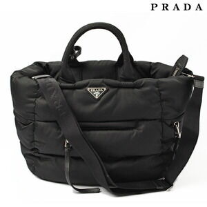 Prada TESSUTO Tote Shoulder Bag Black Nero Black Strap